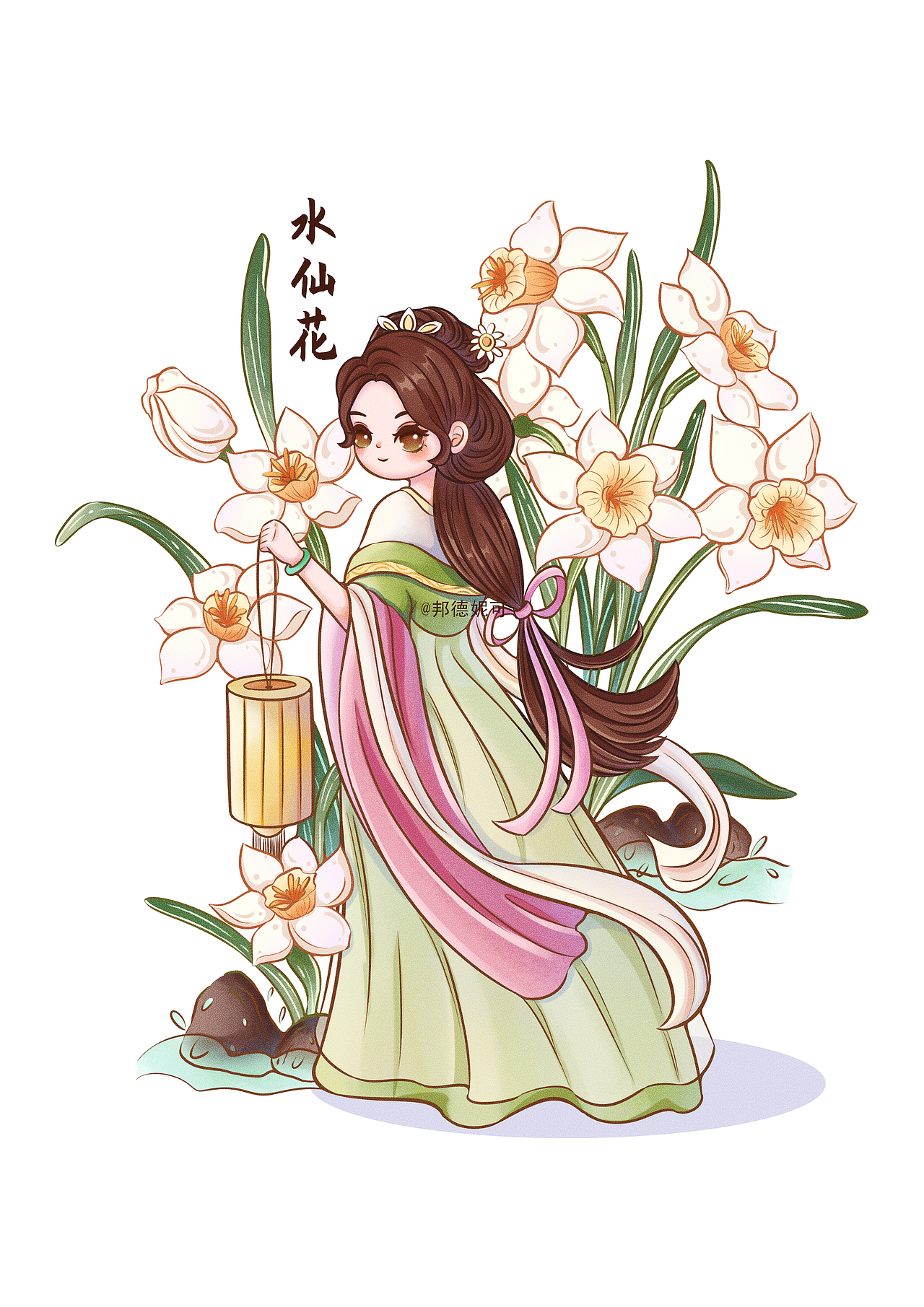 八花少女图--古风系列插画（图ZMzU4ODE5Nzg4） - 创作习作 - 站酷设计师邦德妮可原创素材 - 站酷ZCOOL