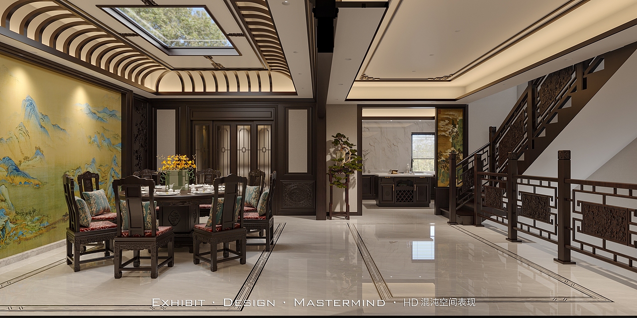 中式风格 复式客餐厅 X 混沌空间表现