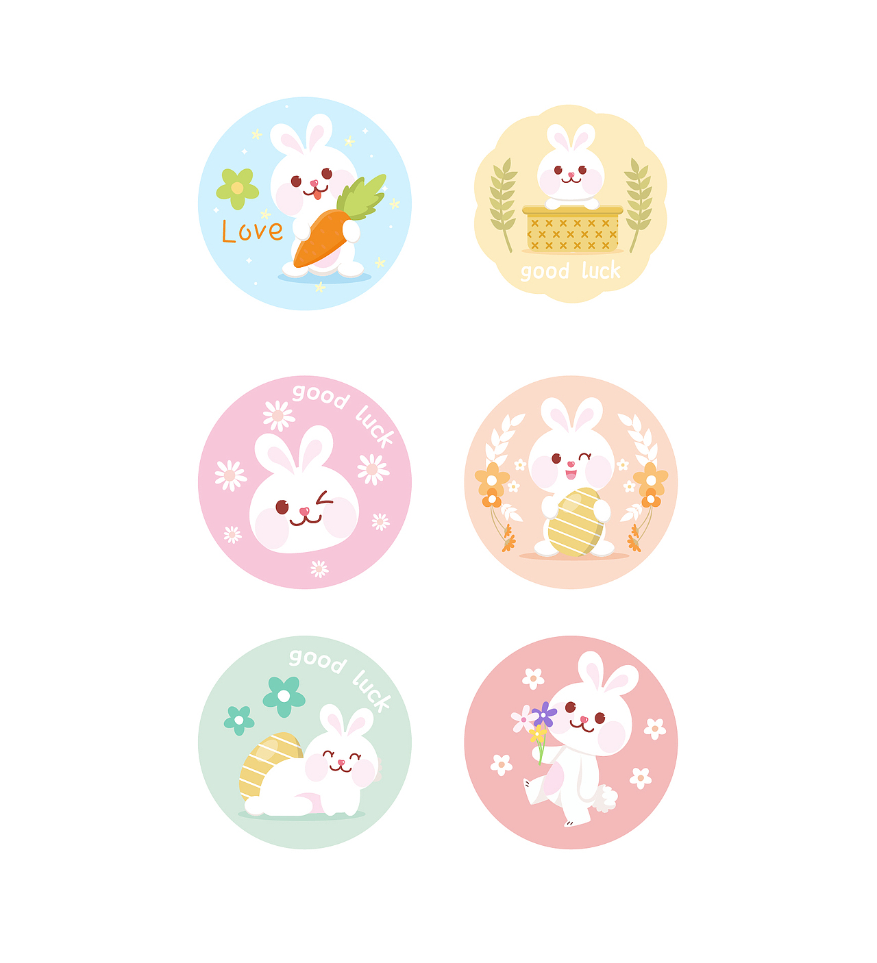 兔子贴纸手账贴纸卡通可爱插画