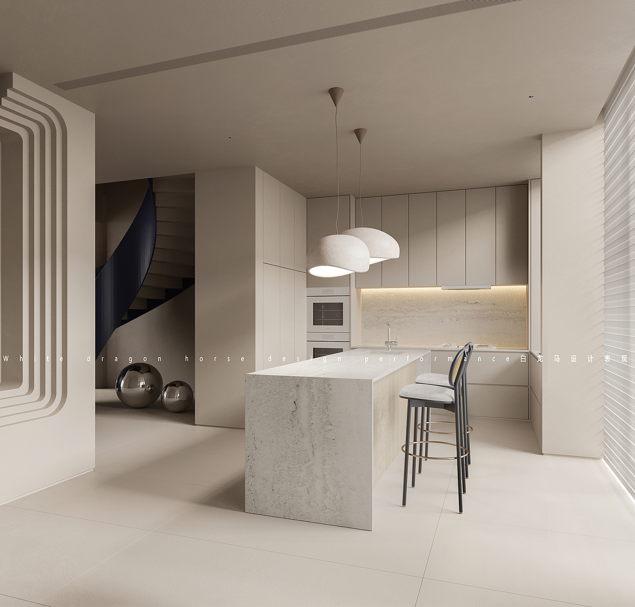 极简侘寂——白龙马效果图