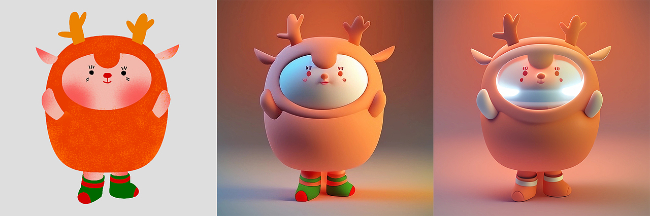 插画黏土设计——喵系列AI生成三维模型