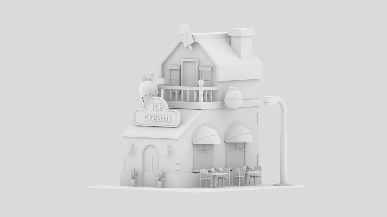 C4D建模渲染《冰淇淋小屋》（图ZMzUzMjQwMTI0） - 其他UI - 站酷设计师V浩爱喝饮料原创素材 - 站酷ZCOOL