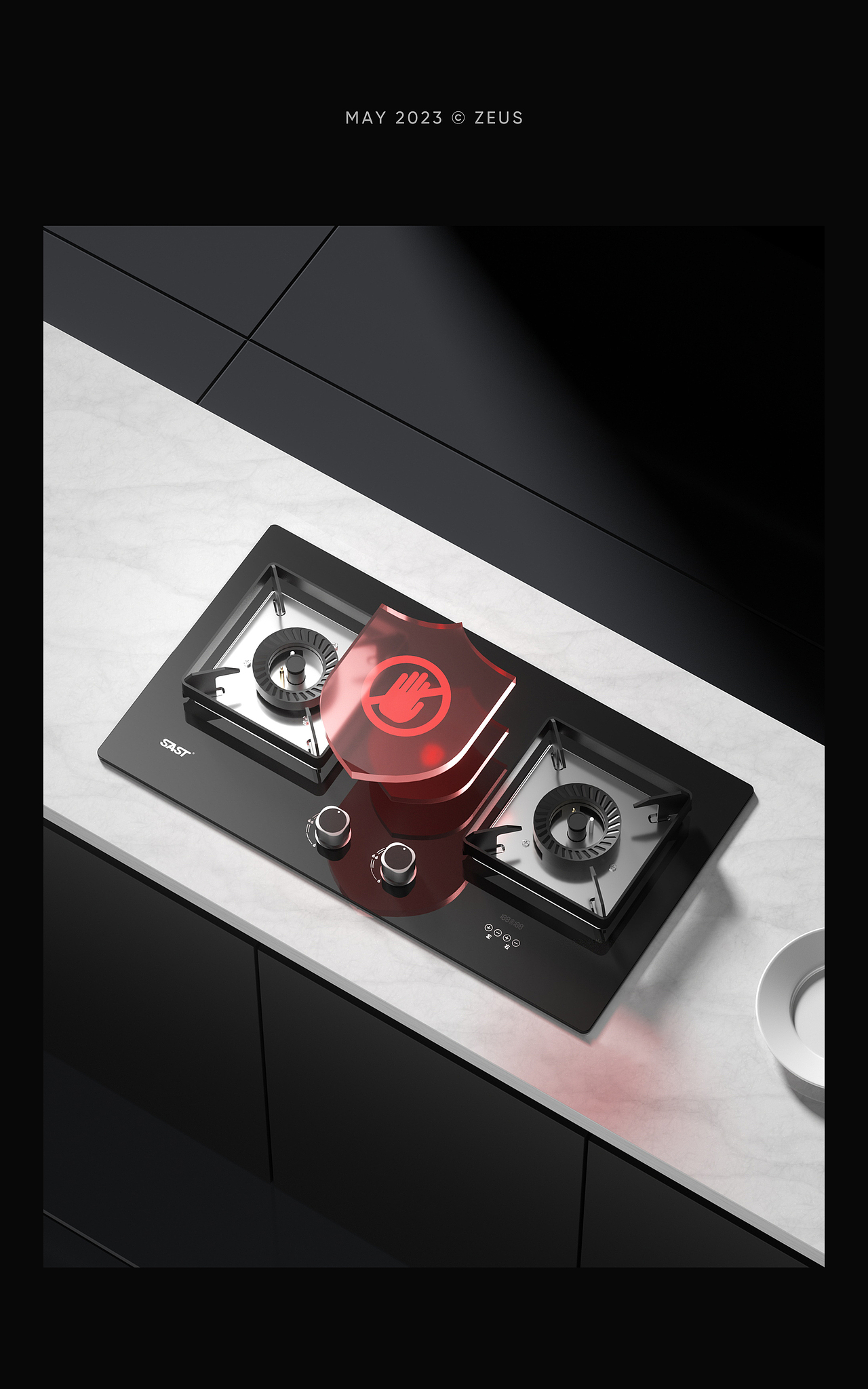 2023 先科|燃气灶场景渲染2款