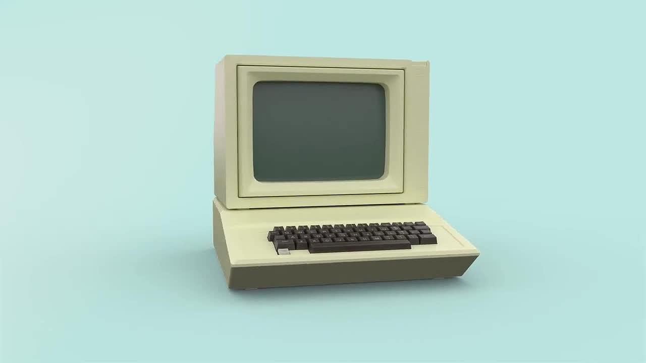 PR模板|老派3D旧电脑标志介绍电视节目游戏亮点评论