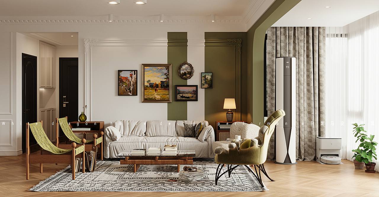 美式轻奢——白龙马效果图