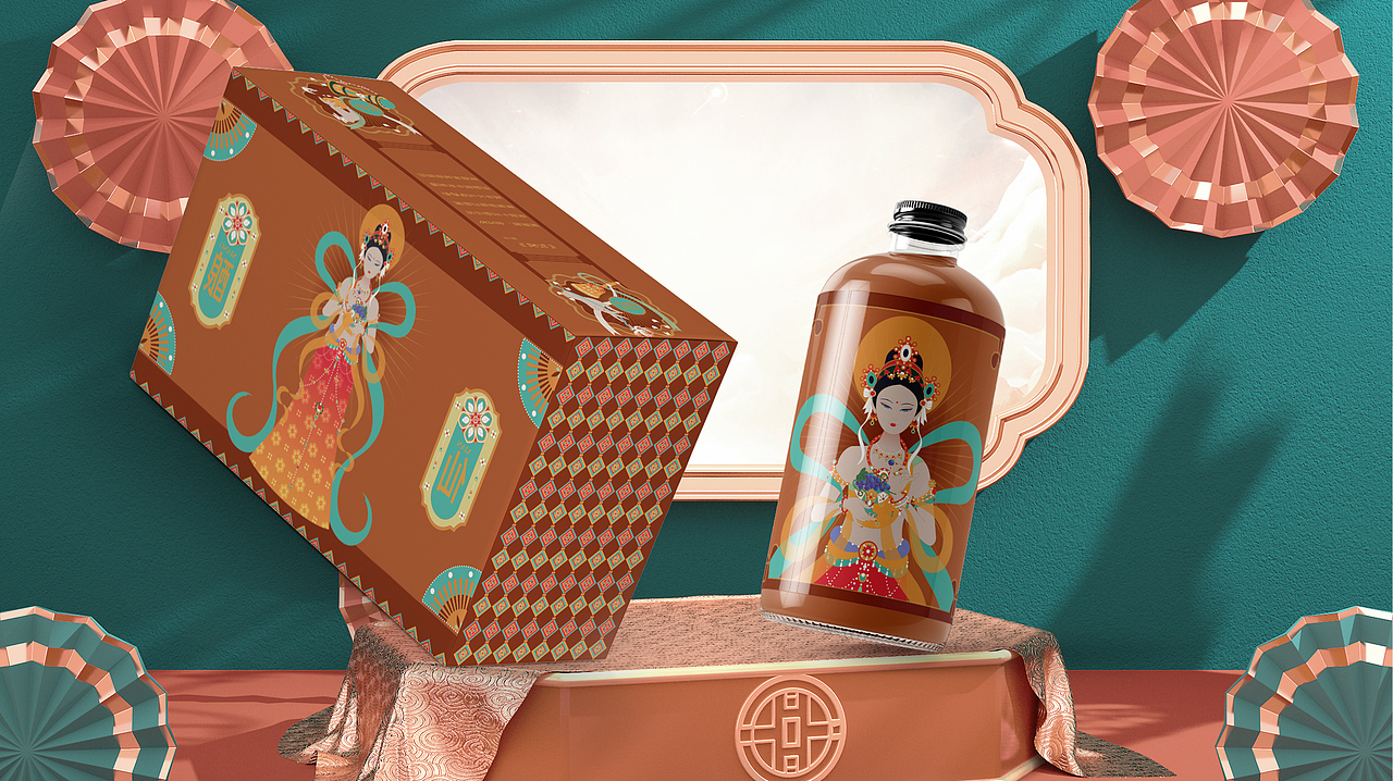 敦煌红酒品牌包装插画（图ZMzQ3MTEwNzY4） - 包装 - 站酷设计师寅孟月原创素材 - 站酷ZCOOL