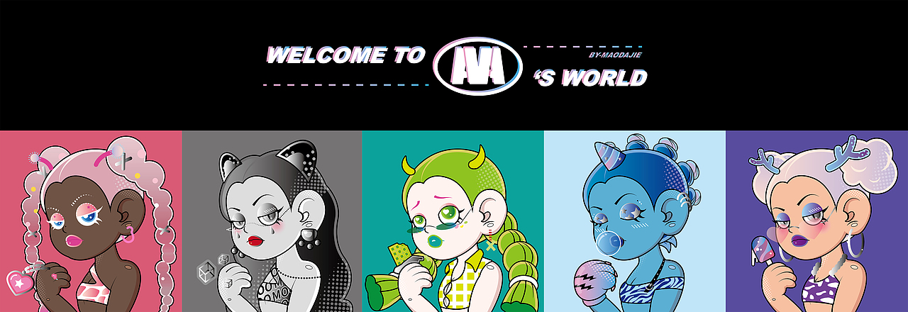 NFT头像｜Ava艾娃（图ZMzEwNjkzMjI0） - IP形象 - 站酷设计师猫打劫原创素材 - 站酷ZCOOL