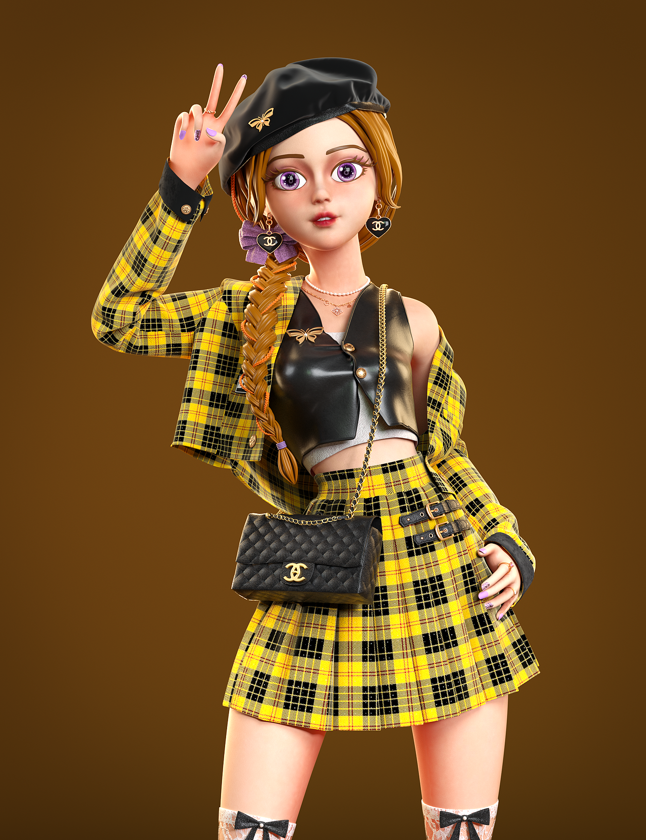 3D原创IP-甜酷少女Mina的穿搭日记