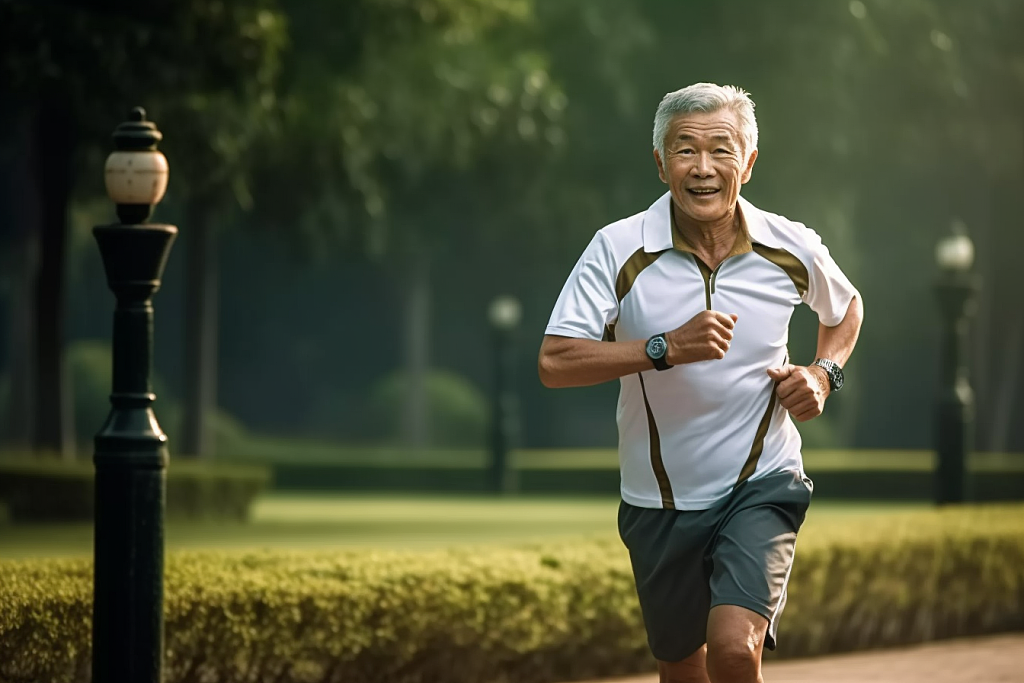 设图网|老年人跑步肖像人物摄影图