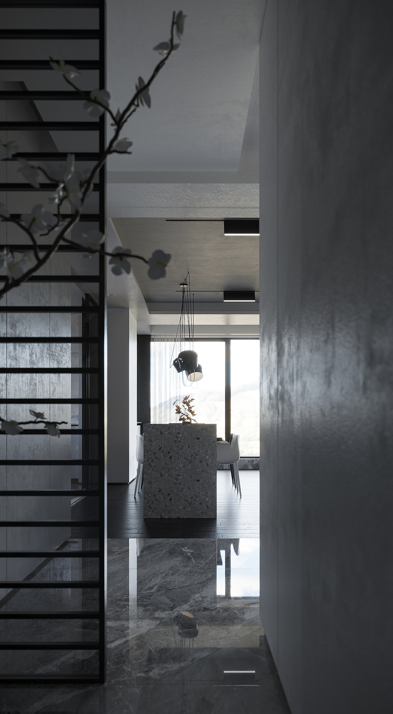 《镜像》简约 黑与白客餐厅