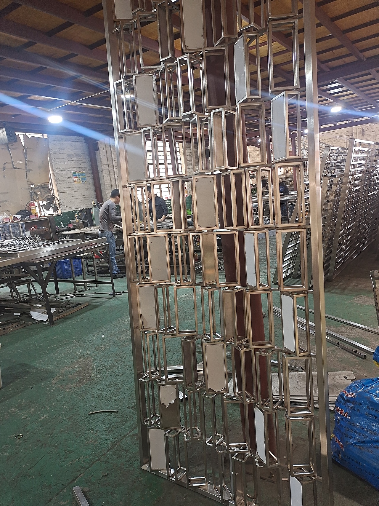 抽象3D立体艺术拉丝玫瑰金不锈钢装饰屏风