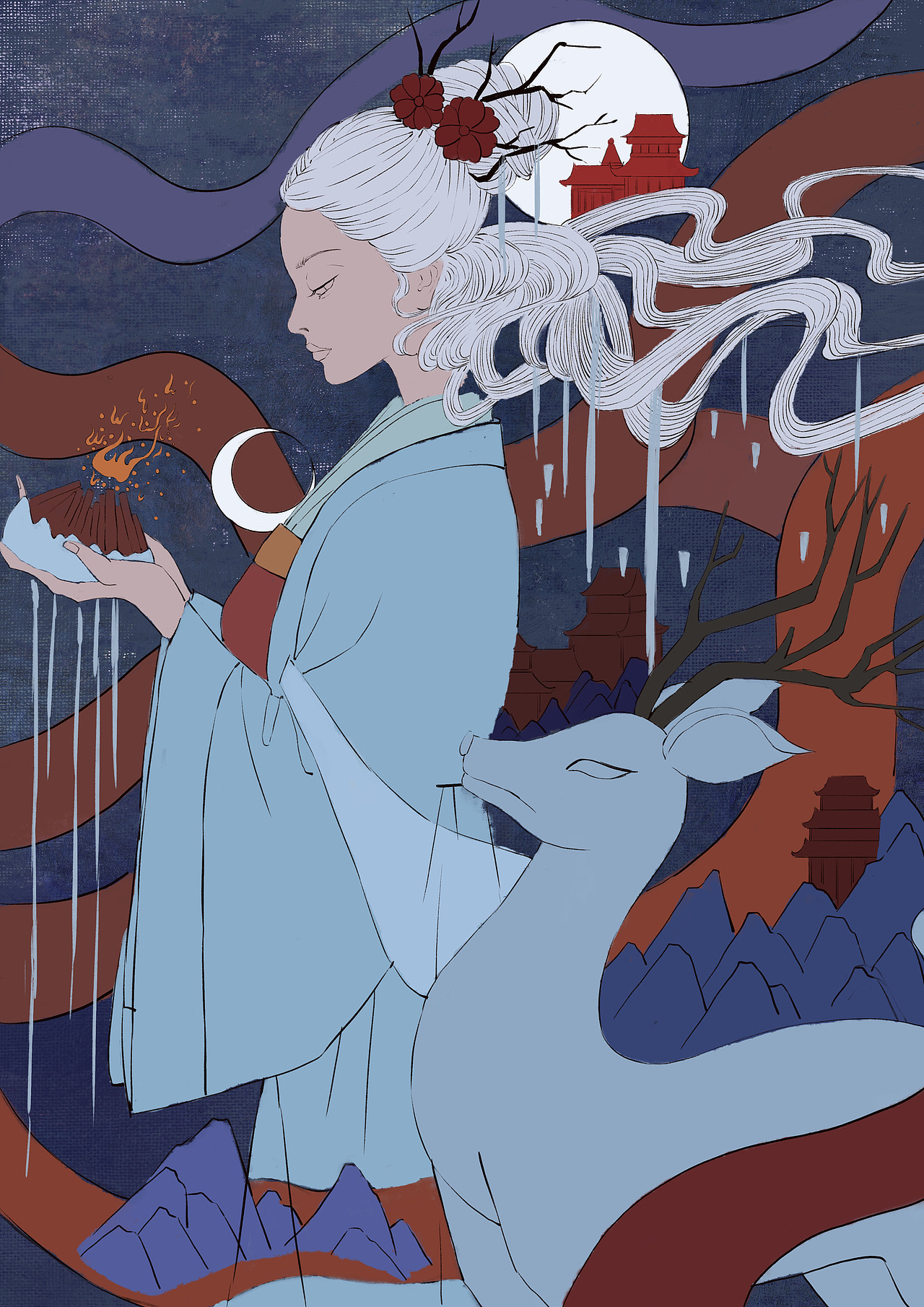 24节气插画之小寒（图ZMzIyMDUzNDAw） - 商业插画 - 站酷设计师插画师洛卿原创素材 - 站酷ZCOOL