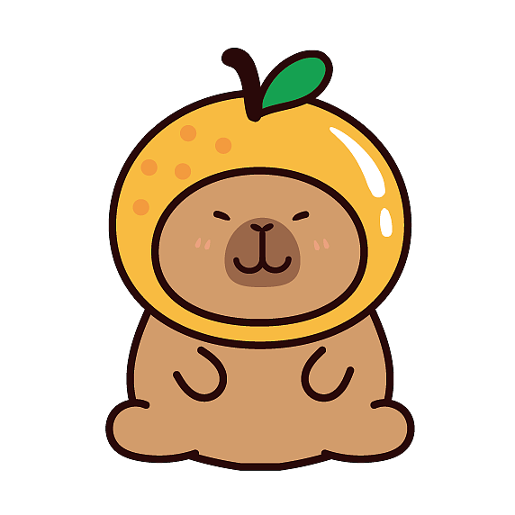 卡皮巴拉水豚萌萌IP卡通形象插画表情包设计水果系列