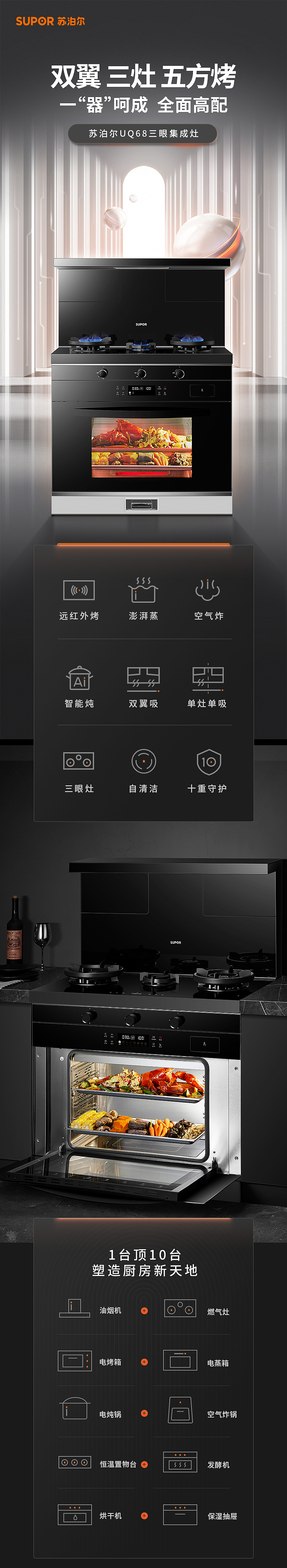 电商详情丨大家电 苏泊尔蒸烤一体灶 详情包装⤬乐趣