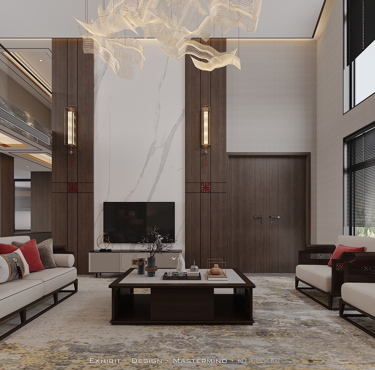 新作首发 现代挑空 新中式 客餐厅×混沌空间视觉表现
