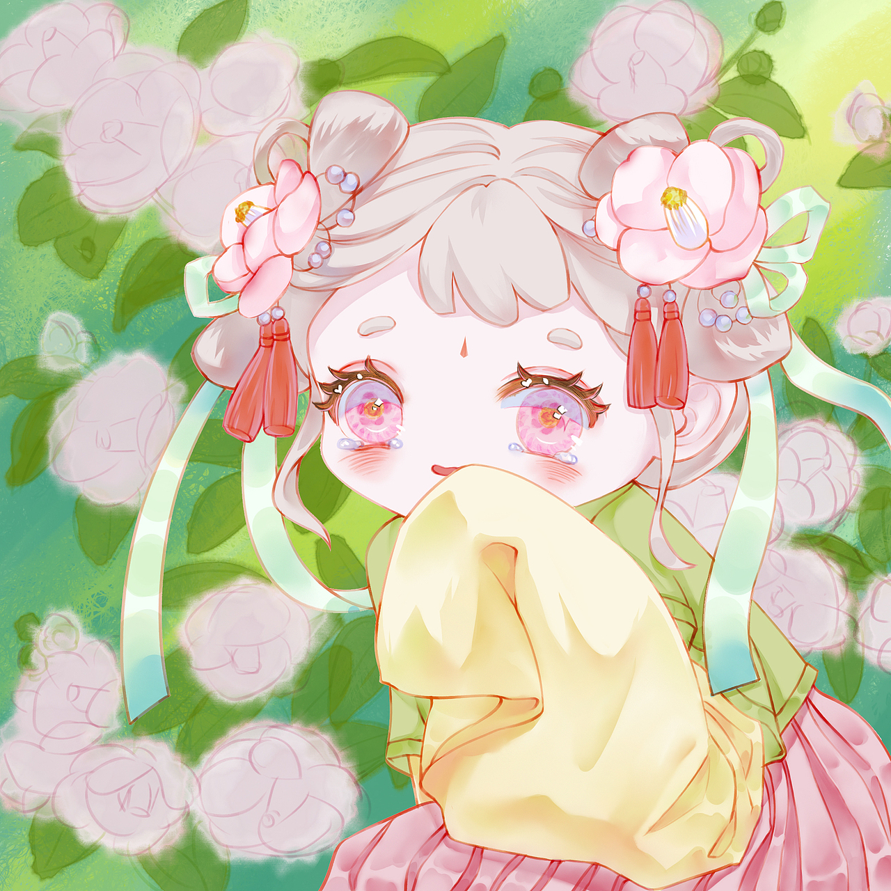 花与少女系列头像——山茶 粉（图ZMzI0MjU0Njg0） - 创作习作 - 站酷设计师蝉知雪原创素材 - 站酷ZCOOL