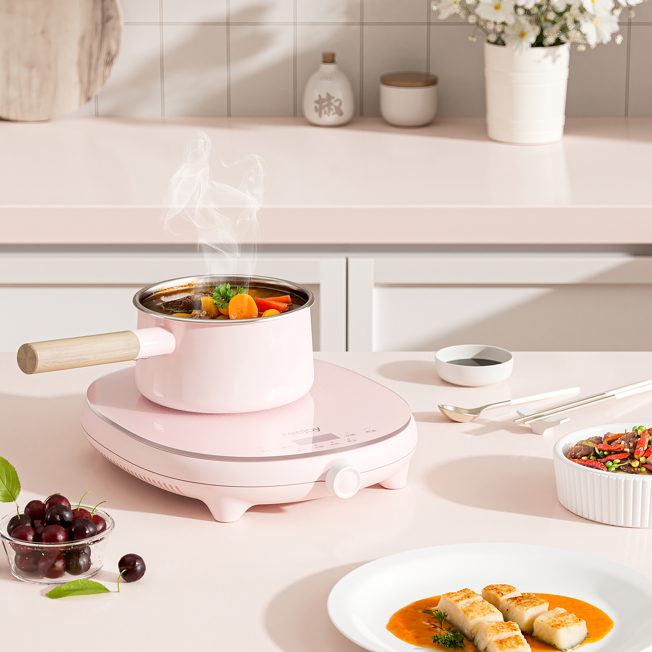 电磁炉渲染合集,小家电,火锅,煎炒,雪平锅