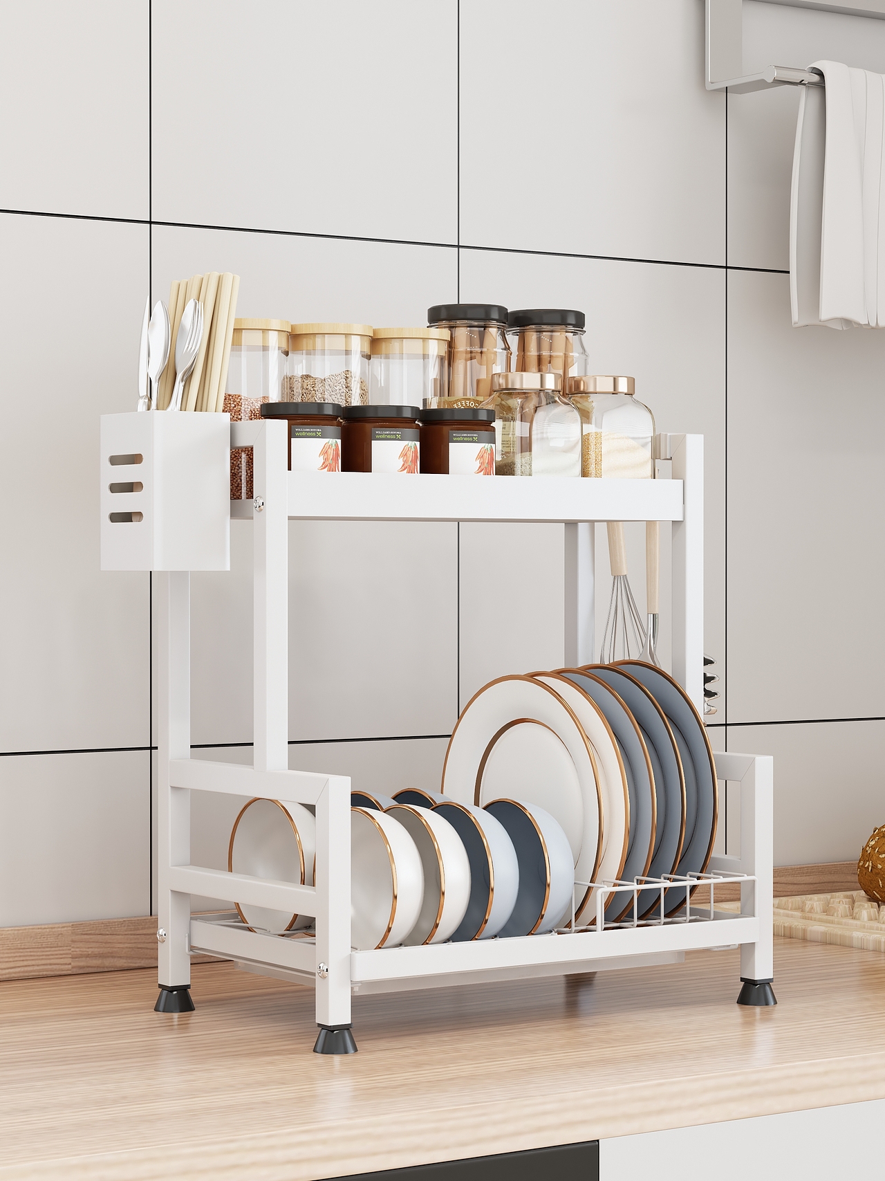 亚马逊厨房置物架建模渲染A+