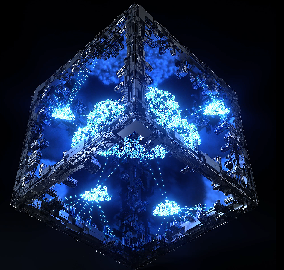 科技馆裸眼3D魔方方块投影三维动画