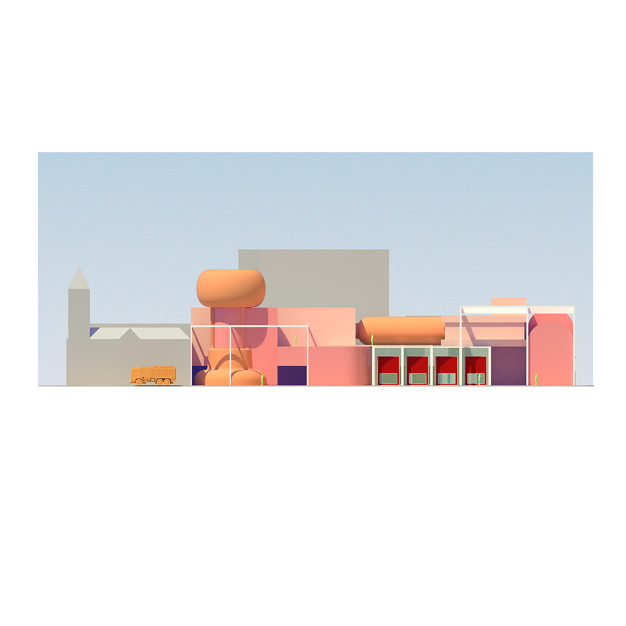 【建筑作品】-物件组成的消防站