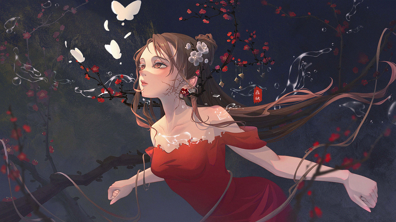《梅》（图ZMzAyMjQwNTE2） - 商业插画 - 站酷设计师闻祈安原创素材 - 站酷ZCOOL