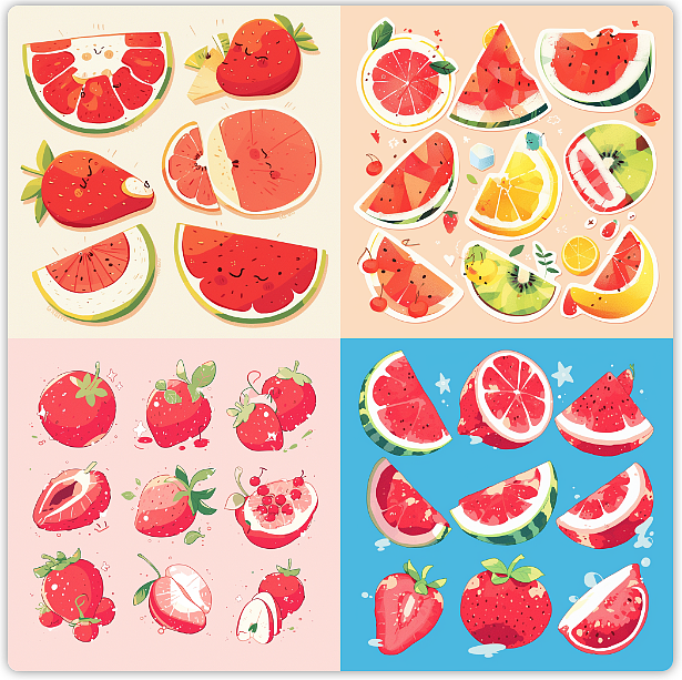 AI 贴纸插画 夏季水果（图ZMzY2MzM3ODQw） - AI作品 - 站酷设计师画师喵咪酱原创素材 - 站酷ZCOOL