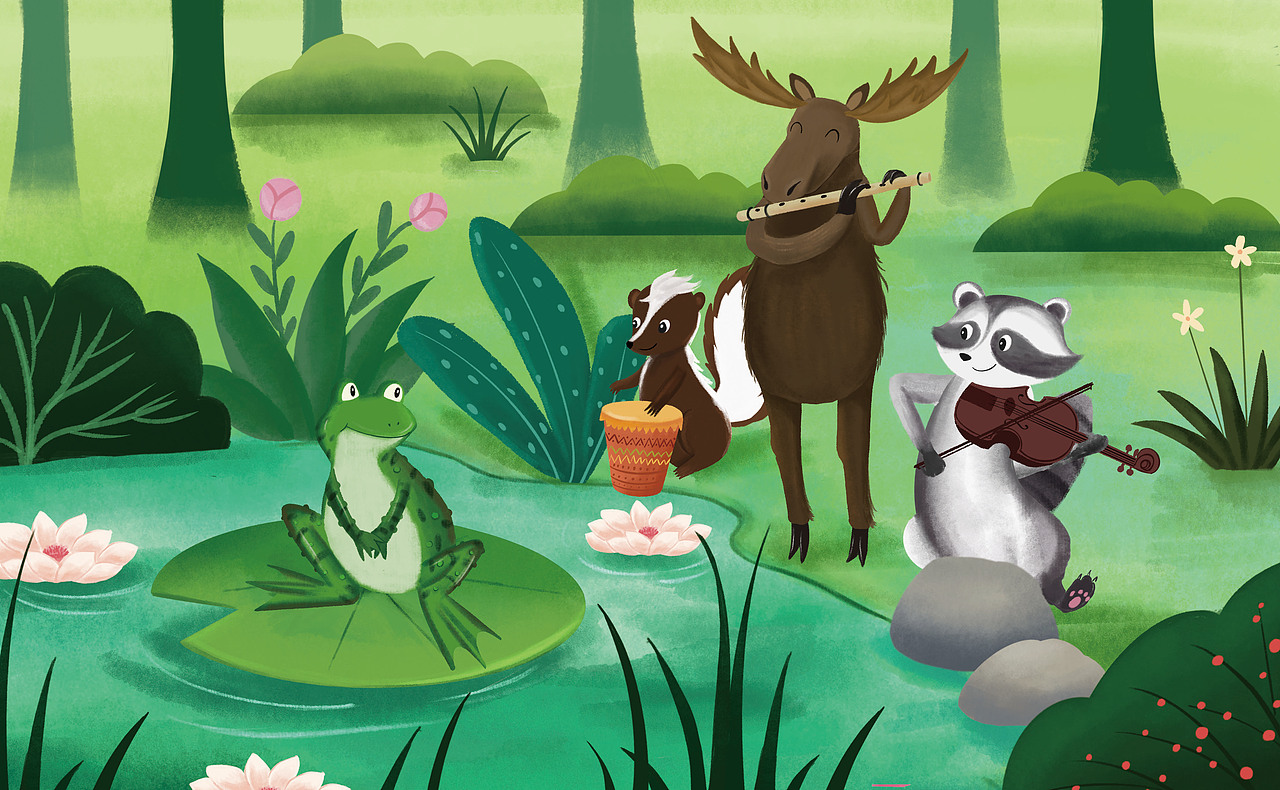 绘本《爱唱歌的牛蛙》（图ZMzUwMzA5OTA4） - 绘本 - 站酷设计师雪梨__Sherry原创素材 - 站酷ZCOOL