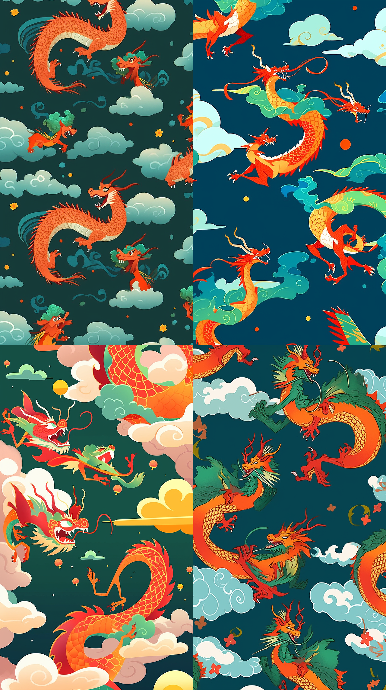 龙年插画红包手机壳龙年生肖2024