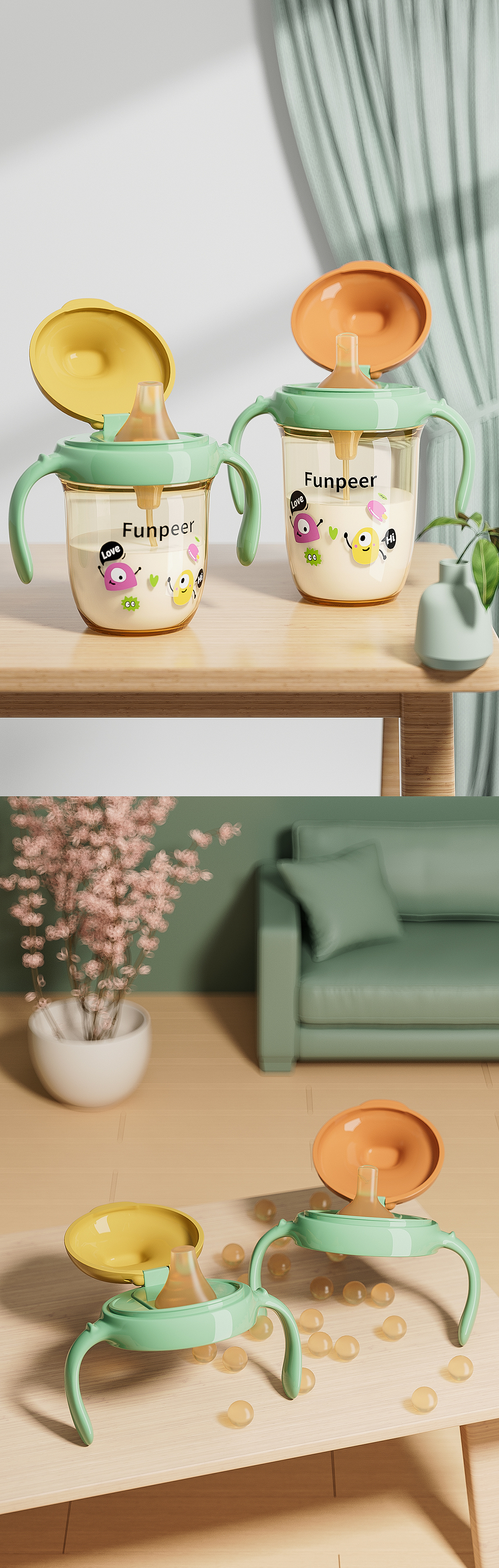 母婴儿童水杯渲染（图ZMzY3Nzk5OTE2） - 产品 - 站酷设计师zheng__原创素材 - 站酷ZCOOL