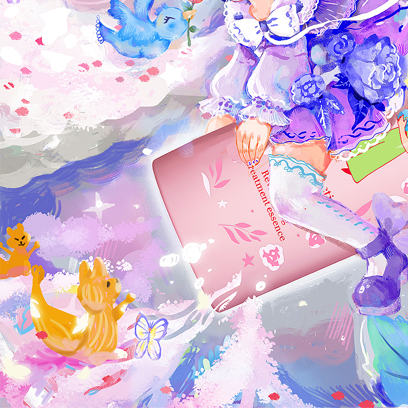 #邂逅#粉嫩多巴胺少女#《邂逅玫瑰仙境》（图ZMzQ0MDQ3MTg4） - 商业插画 - 站酷设计师星之比卡鱼原创素材 - 站酷ZCOOL