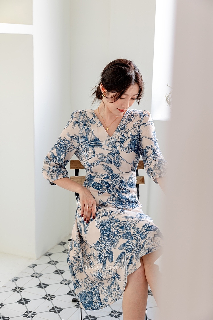 模特白甜 裙子拍照 连衣裙拍照