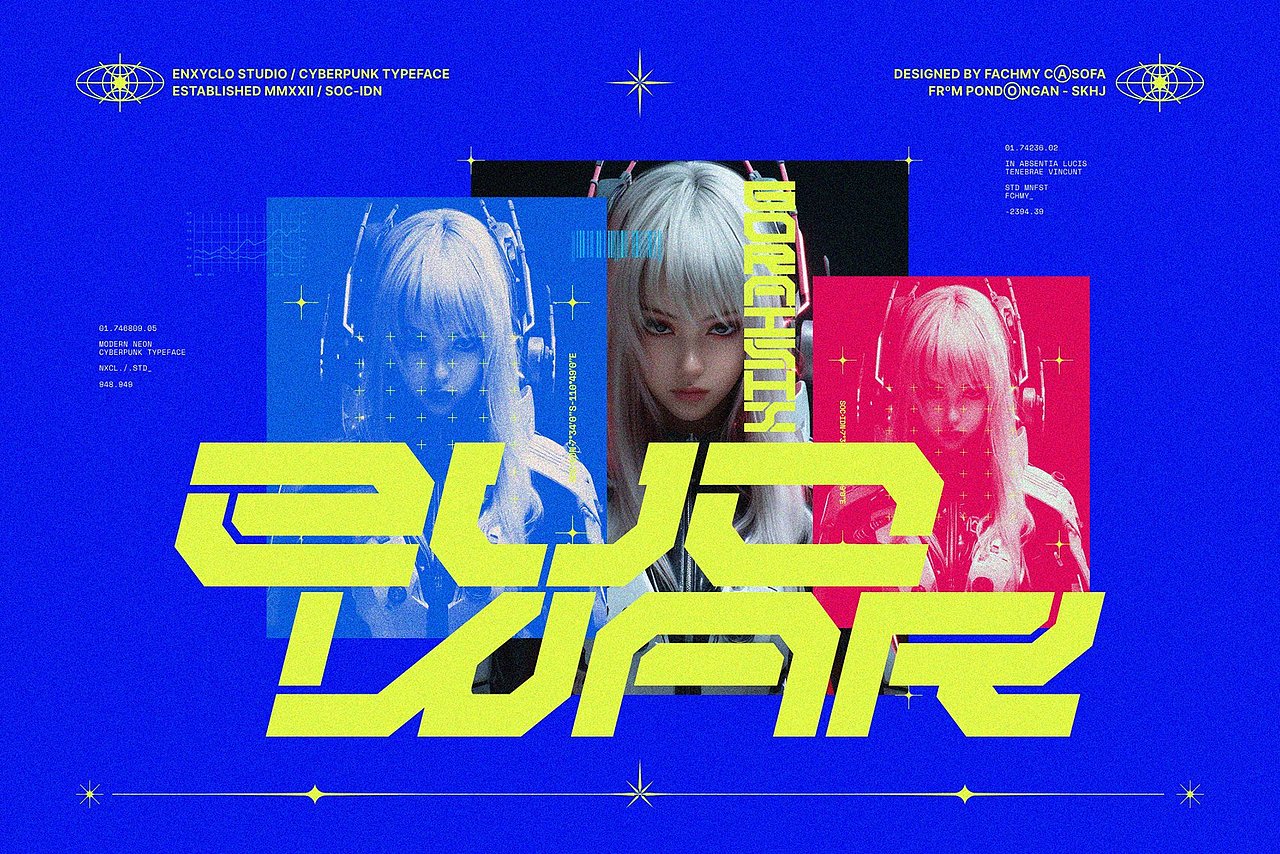 未来科幻机能赛博朋克电竞游戏运动海报标题英文字体