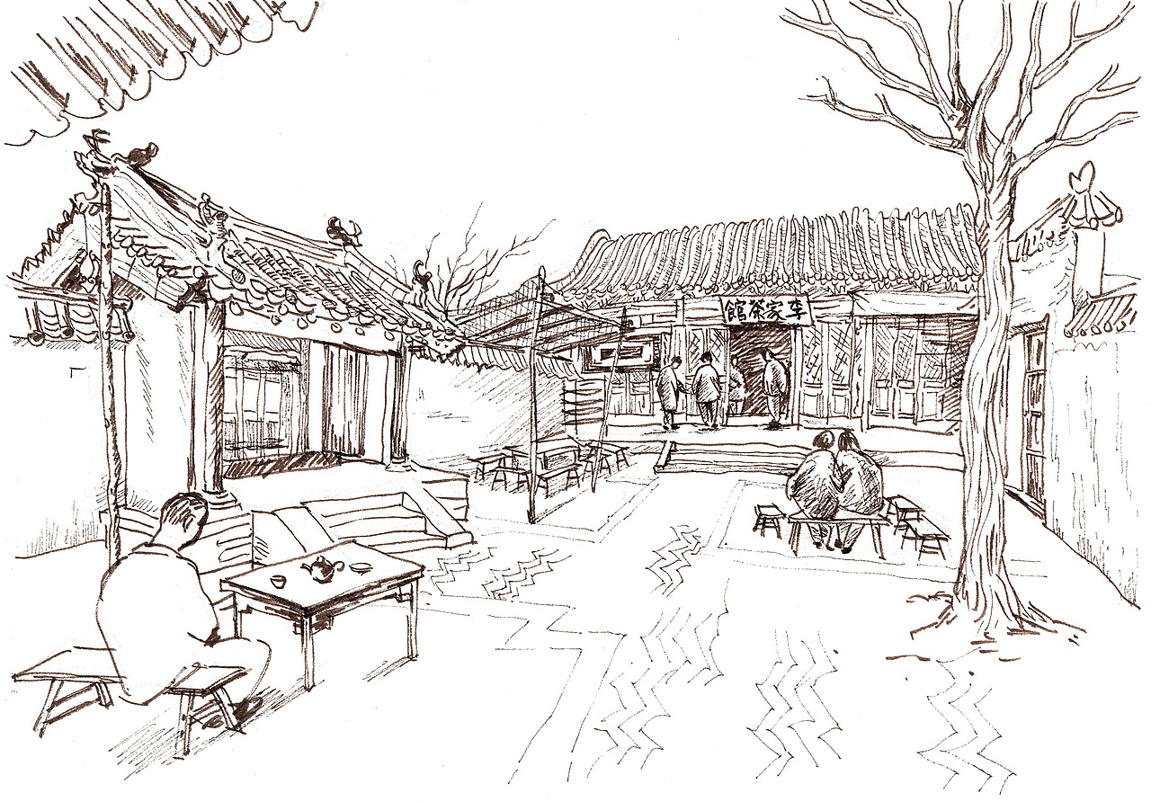 建筑线描淡彩——只有河南·戏剧幻城(上)