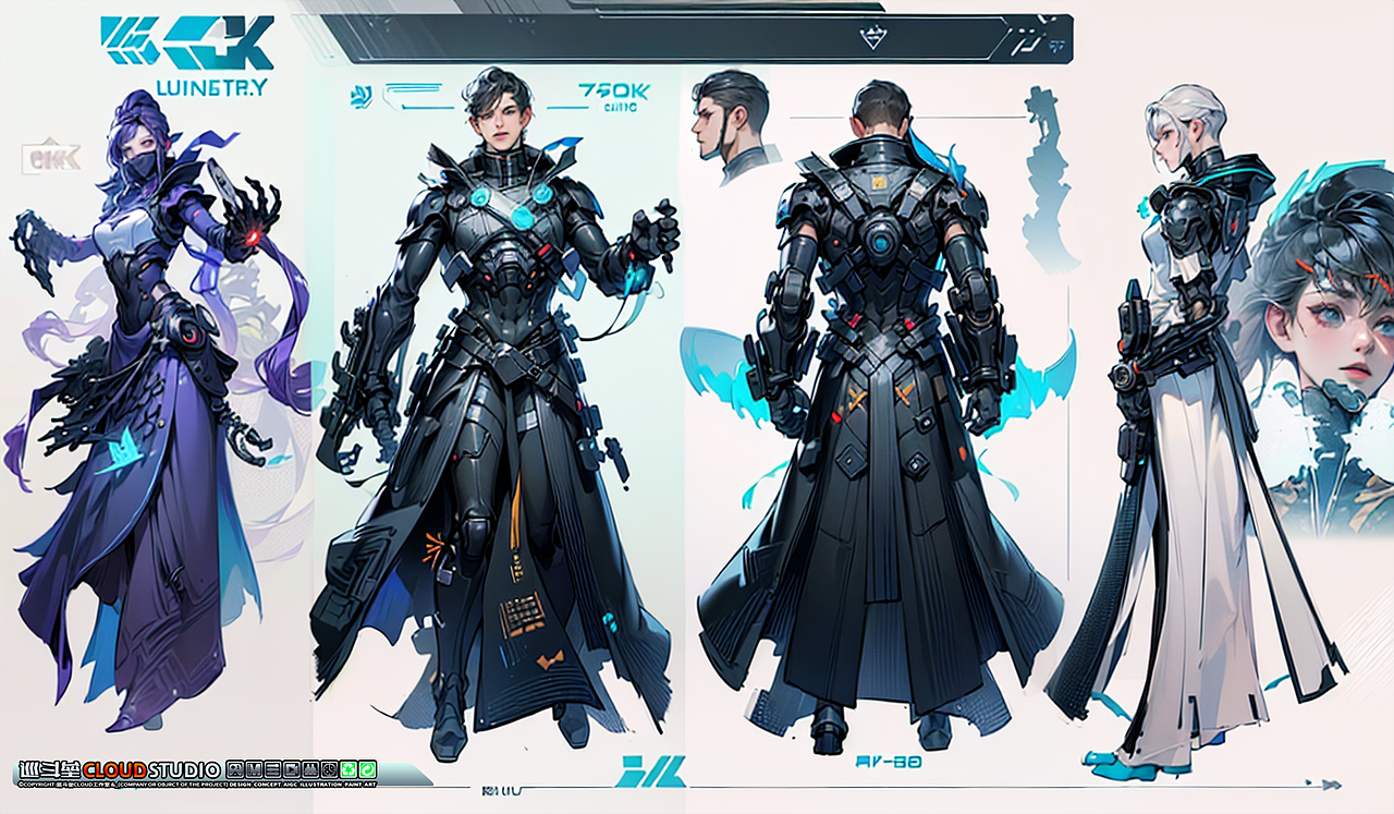 AI原画 赛博朋克Cyberpunk 机甲