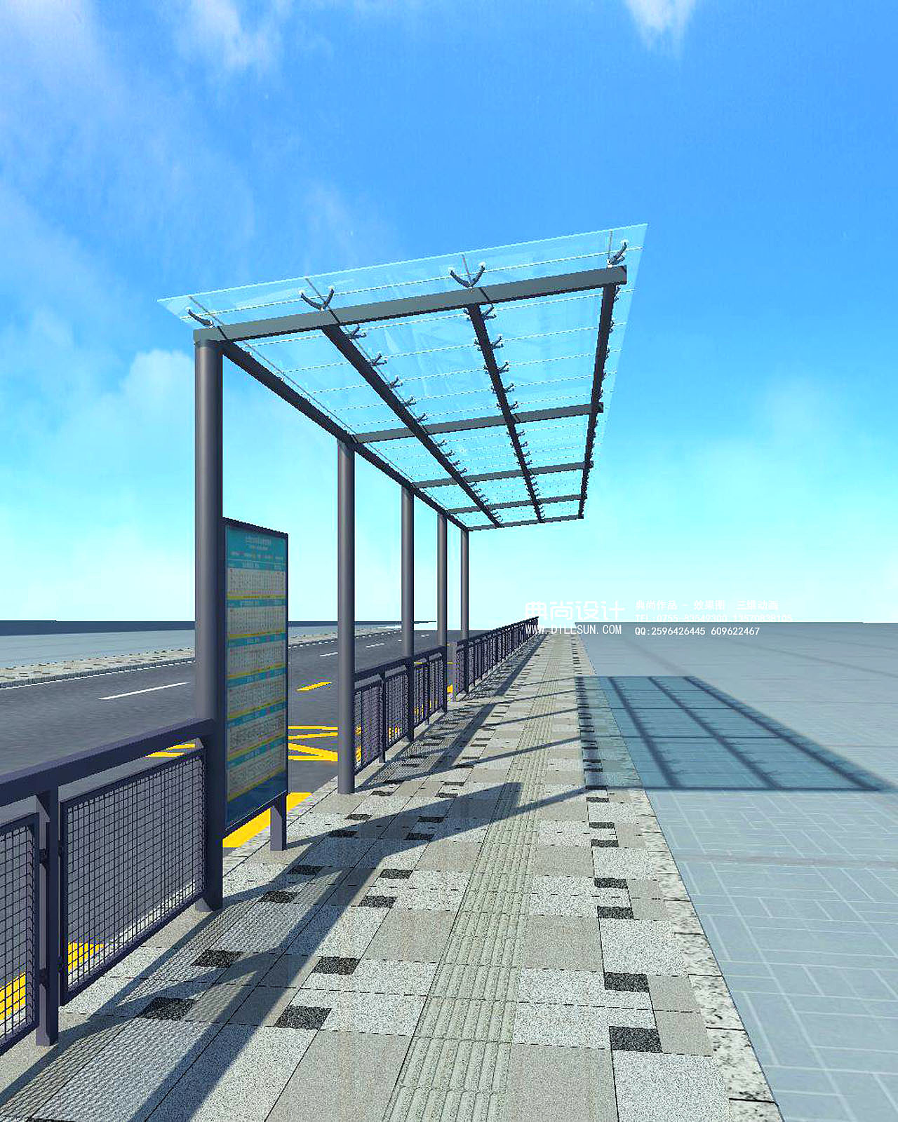 公交车站效果图作品