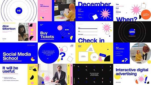 AE模板 | 明亮设计炫彩动态标题宣传在线活动促销元程