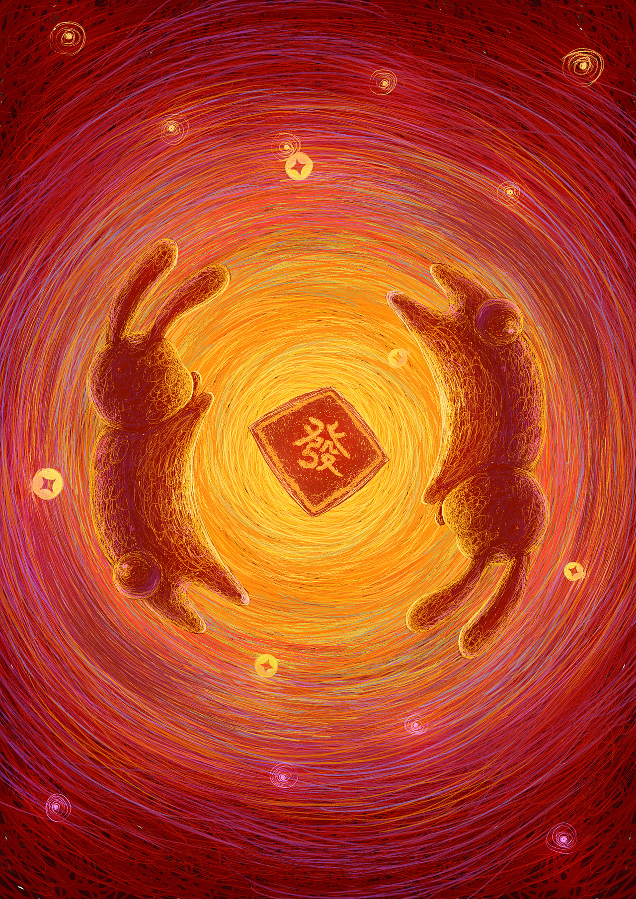 板繪插畫-兔年發(fā)財(cái)線圈畫#wow（圖ZMzE5MDA4MzI4） - 商業(yè)插畫 - 站酷設(shè)計(jì)師隱舟YiiZ原創(chuàng)素材 - 站酷ZCOOL