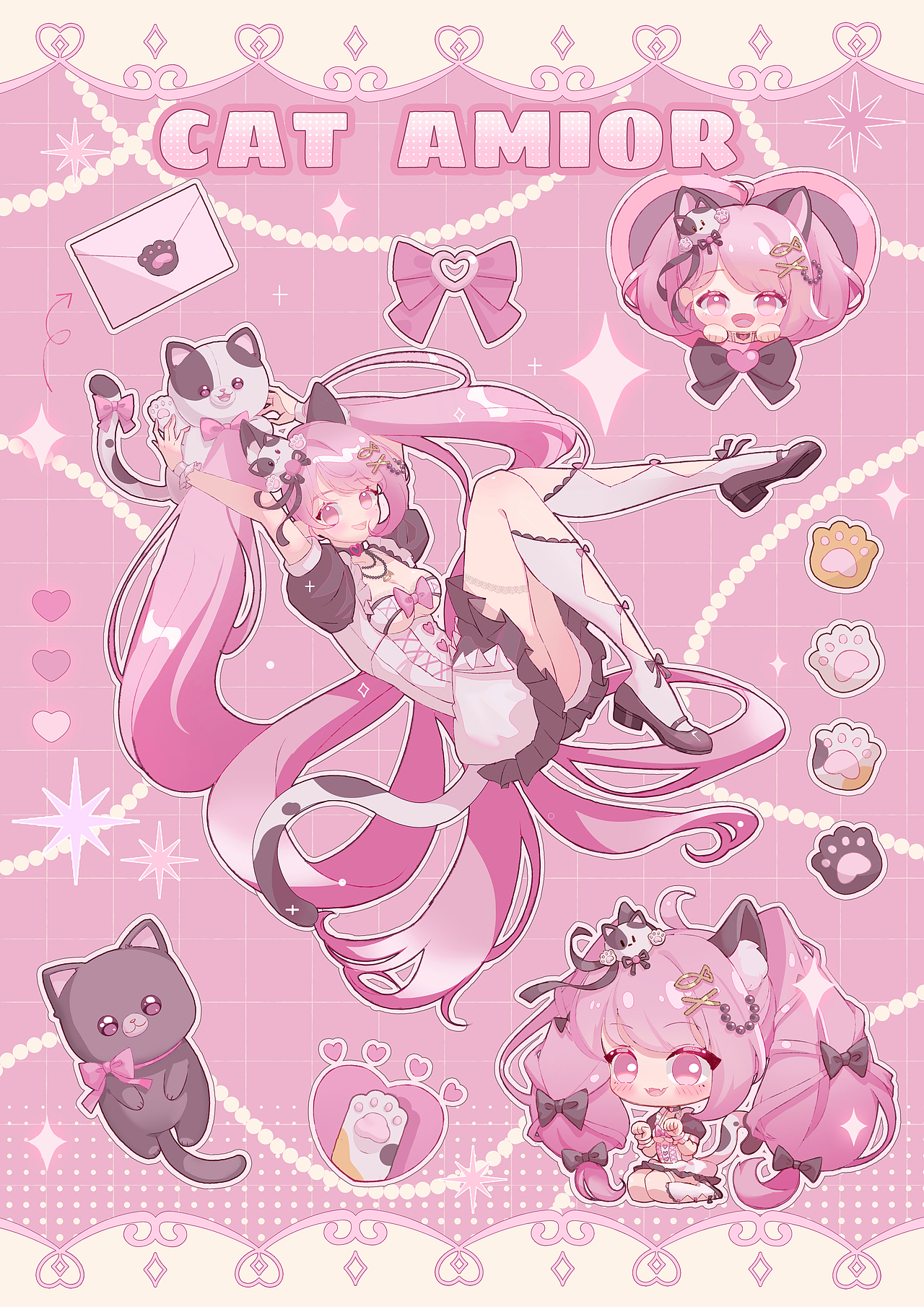 【文创 | 贴纸设计 | 二次元猫猫少女 Amior阿妙】