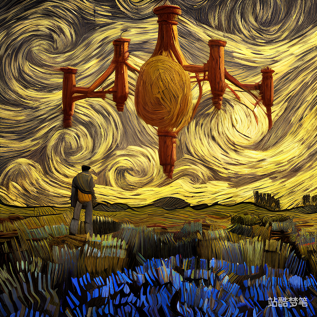 #站酷梦笔#超高清梵高风格油画3D人物 抽象