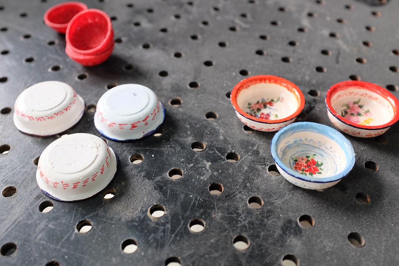 微缩老式搪瓷洗脸盆模型制作