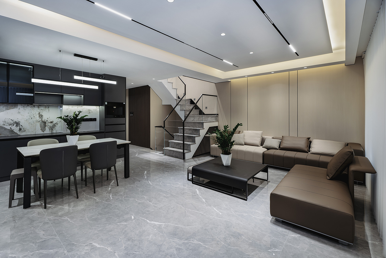 一套简约轻奢别墅空间摄影