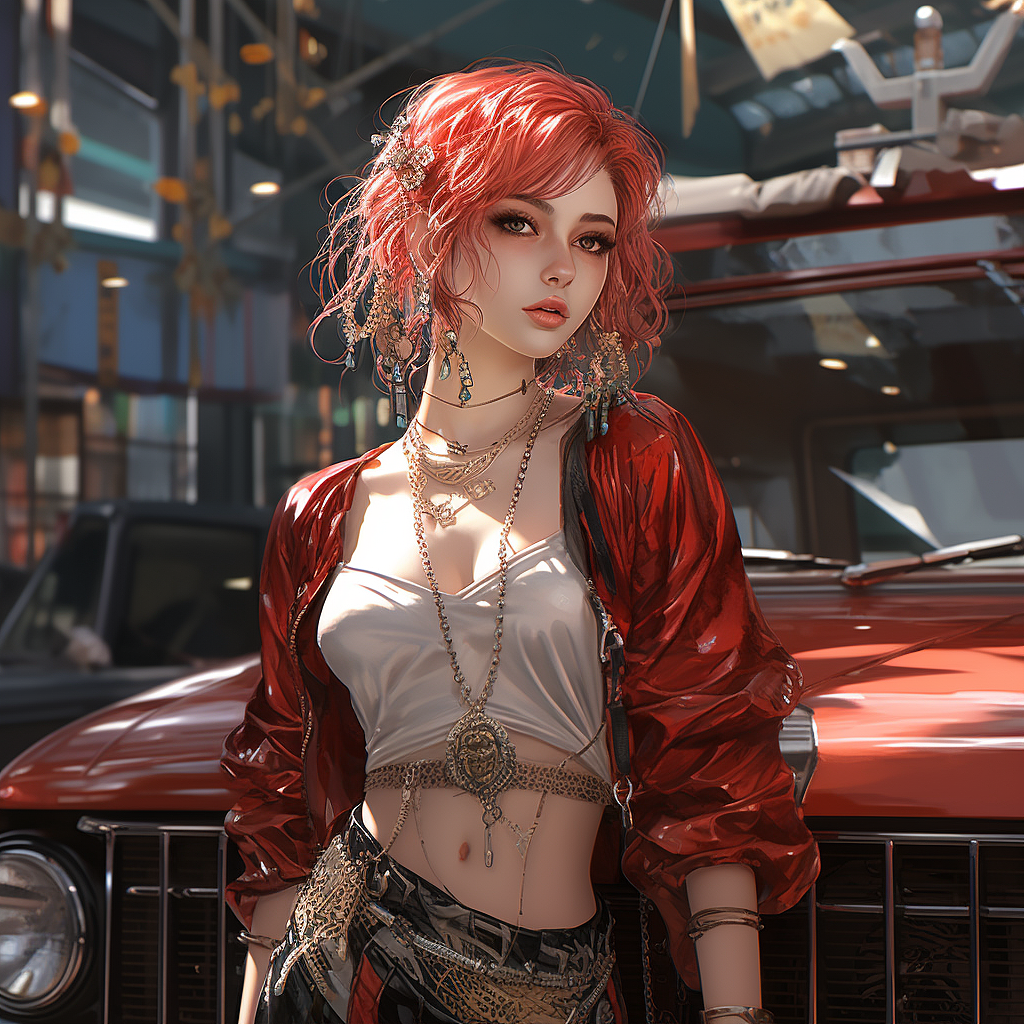 莫兰迪色系科幻机械女孩立绘