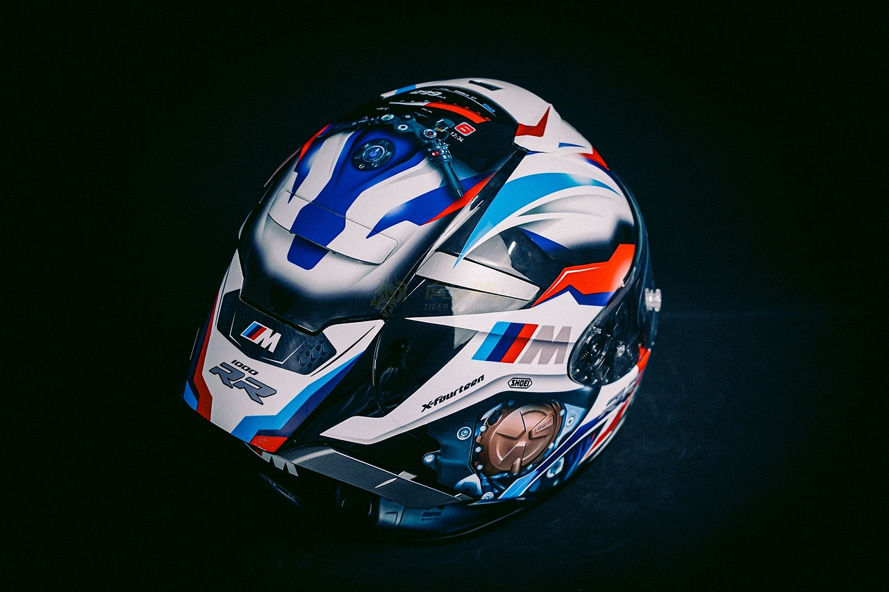 头盔涂装|bmw shoei x14  头盔涂装 m1000rr 涂装