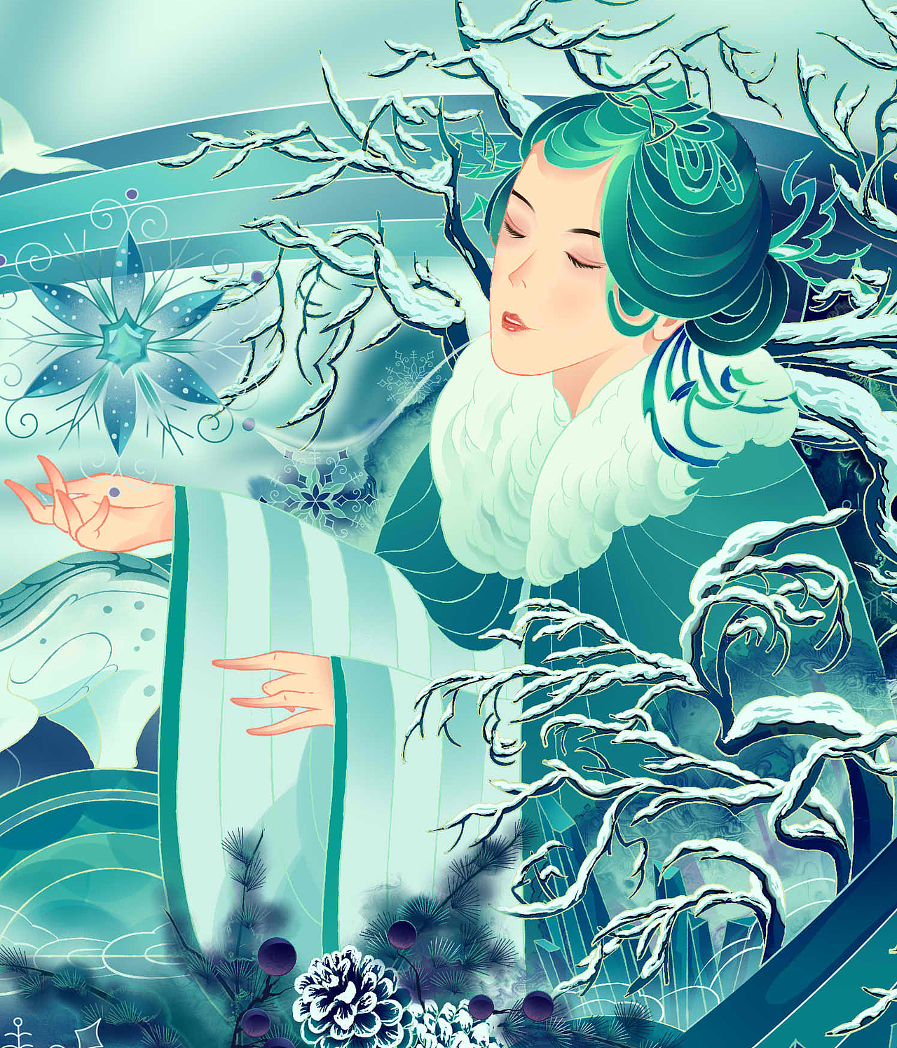 四季女神春夏秋冬品牌插画长图（图ZMzAxMTc4Mzcy） - 商业插画 - 站酷设计师執子范原创素材 - 站酷ZCOOL