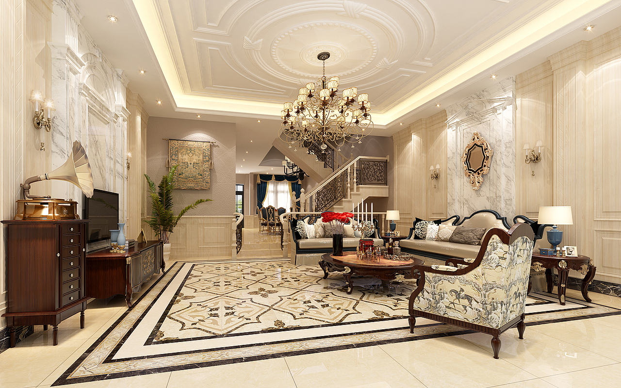 480m²联排美式装修，光色彩搭配繁华依旧（图ZMzA2NzE4NjA0） - 家装设计 - 站酷设计师贵阳波涛装饰原创素材 - 站酷ZCOOL