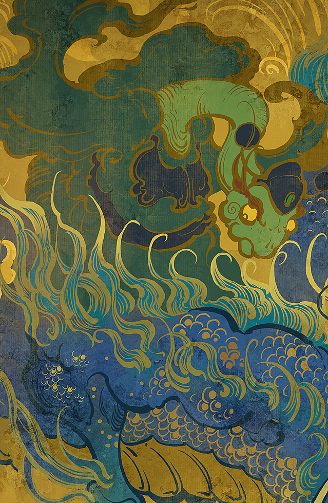 八仙斗龙 龙年大型主题壁画创作