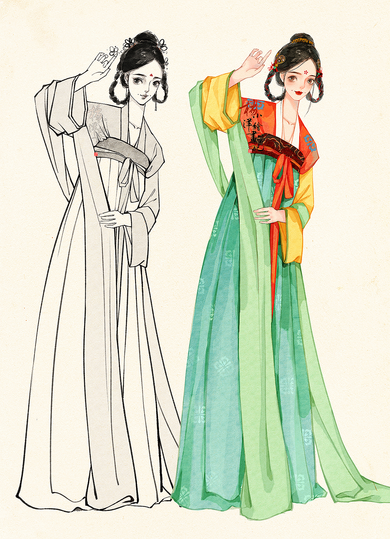 杨小洋速涂|国风汉服美人图鉴合集