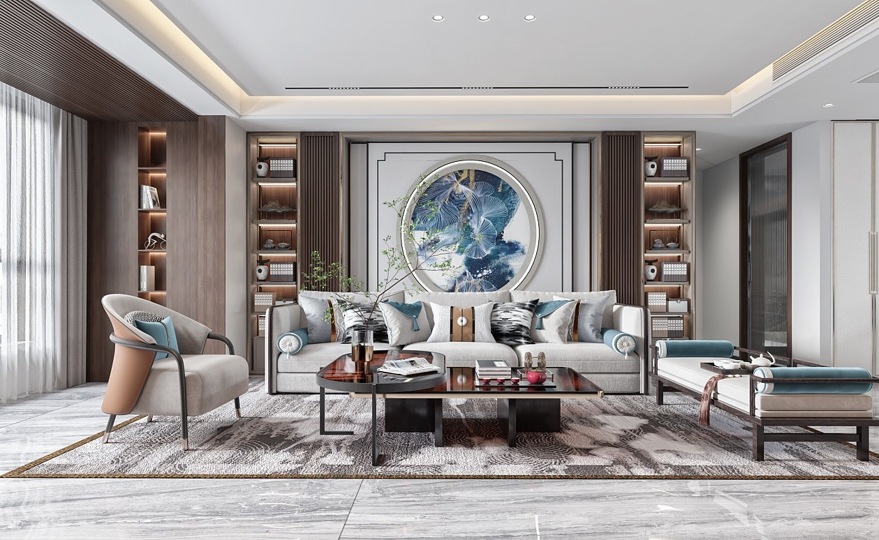 新中式风格客餐厅效果图设计