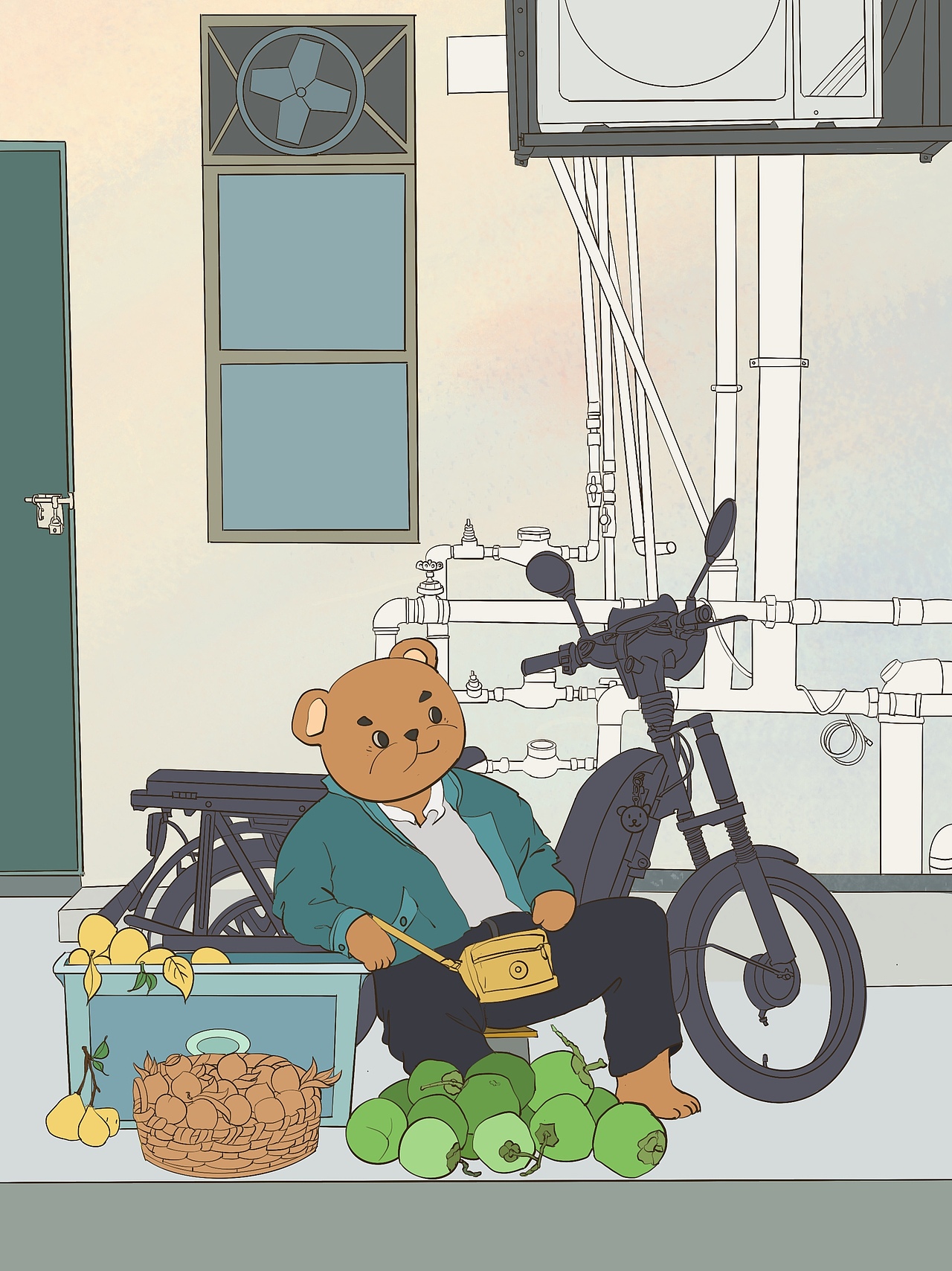 我的理想小镇——大熊的水果摊（图ZMzA4NTc4NzY4） - 创作习作 - 站酷设计师Willow時柳原创素材 - 站酷ZCOOL