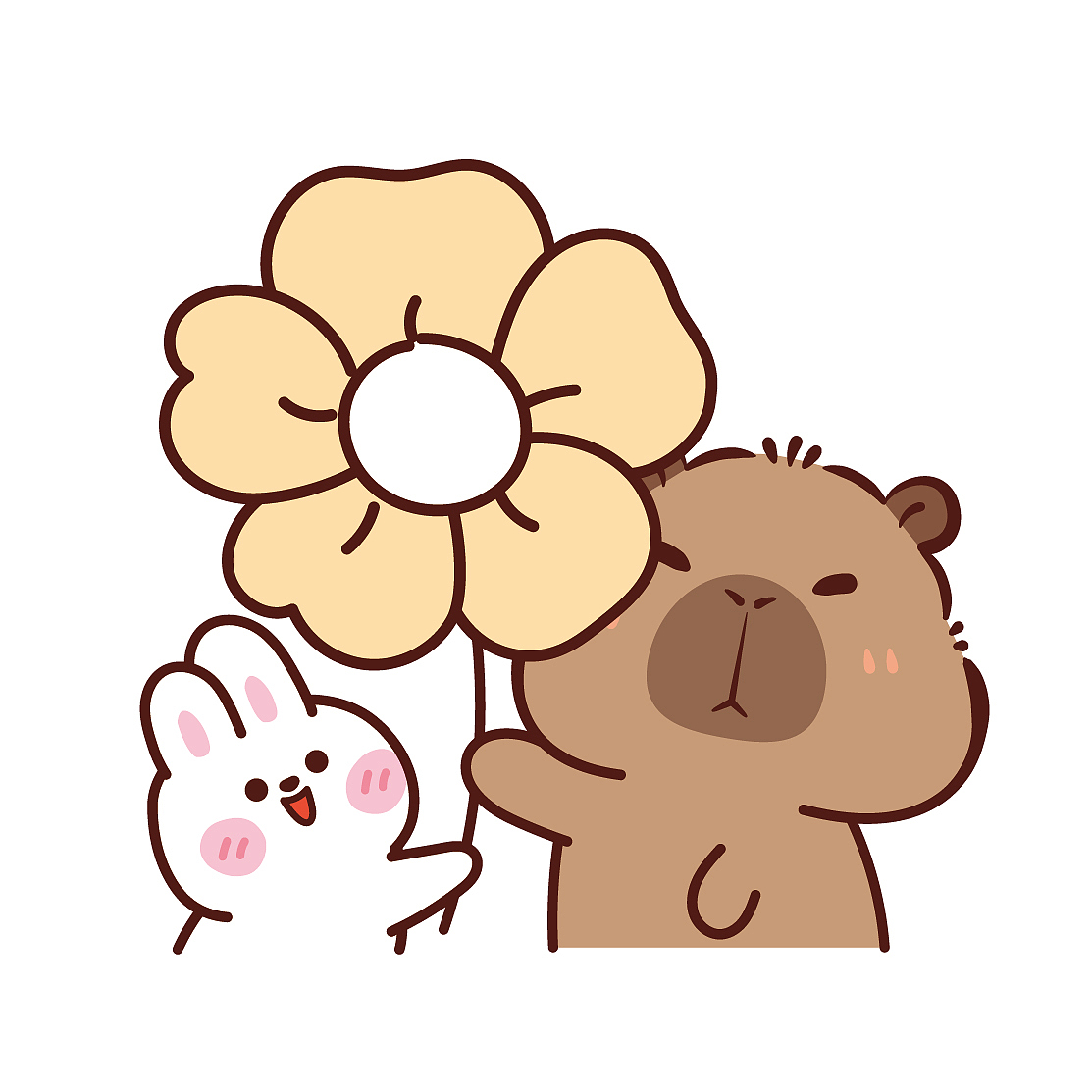 卡皮巴拉插画图片节日快乐母亲节快乐送你一朵小红花（图ZMzY5MTU5Mjky） - 商业插画 - 站酷设计师阿茹生肖IP原创素材 - 站酷ZCOOL